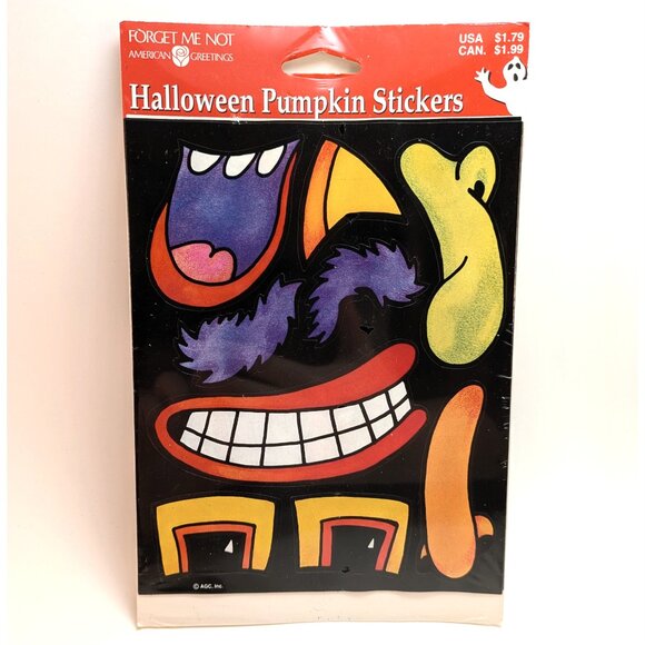 VTG 90s Halloween Pumpkin Stickers 4 Sheets Jack O Lantern Carving Collectible - Picture 1 of 3